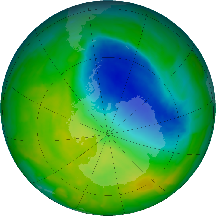 Antarctic ozone map for 25 November 2014